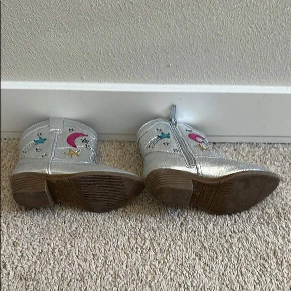 Tucker + Tate Silver Toddler Cowgirl Boots with Pink and Gold Accents - Picture 6 of 6